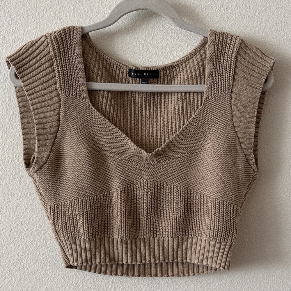 Blue Blush Taupe Knit Tank